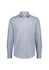 A slim fit long sleeve shirt in blue and white check pattern with a button-down collar and logo.