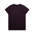 A dark purple t-shirt with a classic crew neck and a logo at the neckline.