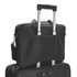 A black laptop bag with a telescopic handle, designed for easy transport, featuring additional straps.