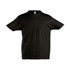 A black SOLS Imperial Kids T-Shirt featuring a classic crew neckline and short sleeves.