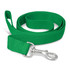 A green dog leash with a silver metal clip for attachment. The leash features a durable fabric construction.