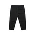Black track pants featuring a back pocket and an elastic waistband. Suitable for kids' casual wear.