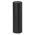 A drink bottle in a sleek black design, featuring a round top and a simple cylindrical shape, with a logo.