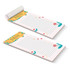 A vertical notepad with a floral design, featuring 50 leaves and a colourful border. It includes a logo at the top.
