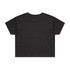 A black crop tee with short sleeves and a relaxed fit. The back side features a plain design and includes a logo.