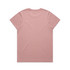 A pink t-shirt with a simple design and a subtle texture, featuring a logo on the back.