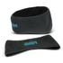 A dark grey ear warmer made of fleece, featuring a logo on the front. Two pieces are displayed.