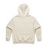 A beige hoodie with a hood and long sleeves, featuring a back view and a logo.