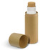 A drink bottle with a white body and cork lid, presented in a brown cardboard tube.