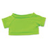 A vibrant green plush toy t-shirt with short sleeves, featuring a simple design.