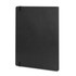 An extra large black soft cover notebook with elastic closure and rounded corners, featuring a logo.