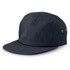 A dark navy cap with a flat brim and ventilation eyelets, featuring a simple design and a logo.