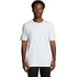 A plain, light grey T-shirt with short sleeves, featuring a logo on the front.