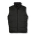 A dark green unisex vest with a zip front and side pockets, featuring a logo on the chest.