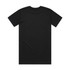A black T-shirt with a standard fit and short sleeves, featuring a plain design on the back.