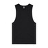 A black singlet tank top featuring a simple design and a logo.
