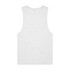 A plain white singlet tank top with a simple design and no visible branding on the back.