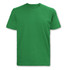A green T-shirt featuring a simple design and a logo on the front.