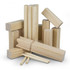 A collection of wooden blocks in various shapes and sizes, featuring a natural finish and light timber colour.