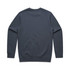 A grey sweater with long sleeves and a crew neck, featuring a smooth solid back and a simple design.