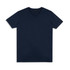 A navy blue men's T-shirt with a v-neck design, featuring a simple structure and no graphics. It includes a logo.