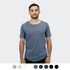 A men's t-shirt in a blue tone, featuring a round neckline and short sleeves. Includes a logo.