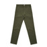 Straight pants in an olive green colour with a logo on the waistband, featuring a classic slacks design.