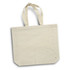 A cream-coloured tote bag made from recycled cotton, featuring two sturdy handles and a branding logo.