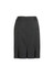 A black multi-pleat skirt with a zip closure and tailored design. It features subtle pleats at the front.