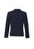 A women's short jacket in navy, featuring a reverse lapel and a tailored fit, with buttons on the sleeves.