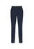 Navy classic slim pants with a tailored fit. Features a front button and belt loops, and has a logo on the waistband.