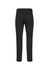 A pair of black men's classic slim pants viewed from the back, featuring two rear pockets and a logo.