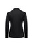 A black long sleeve polo shirt featuring a classic collar and a logo on the chest.