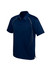 A navy short sleeve polo shirt with a sporty design and a logo on the chest.