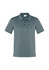 A short sleeve polo shirt in a dark grey colour with a collar and a logo on the chest.