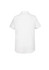 A white short sleeve button-up shirt with a classic collar and a single back yoke detail. Features a logo.
