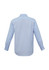 A light blue long sleeve button-up shirt with a back view, featuring a collar and cuffs. Includes a logo.