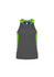 A men's singlet in grey with bright green accents and a logo on the chest. Suitable for sportswear.