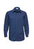 A men's micro check long sleeve shirt in navy blue, featuring a button-up front and a chest pocket.