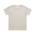 A beige kids' classic t-shirt featuring a crew neck design and short sleeves. It includes a branding logo.