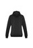 A black women's crew hoodie featuring a cozy design with a hood and long sleeves. It includes a logo on the garment.