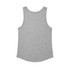 A grey singlet featuring a rounded hem and a plain back design. Includes a logo.