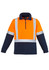Unisex high visibility polar fleece pullover in orange and navy, featuring shoulder taping and a zip neck.