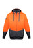 A unisex hi-vis textured jacquard full zip hoodie in bright orange and dark grey, featuring a logo.