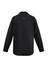 A black long sleeve button-up shirt for men, featuring a back yoke and a logo.