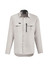 A light grey long sleeve button-up shirt with two chest pockets and a logo.
