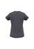 A grey women's short sleeve tee featuring a classic round neckline and a relaxed fit. It has a logo on the back.
