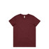A burgundy T-shirt with a classic design, featuring a logo on the label.