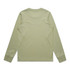 A long-sleeve T-shirt in light green, featuring a plain back design. It includes a branding logo.