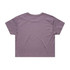 A cropped t-shirt in a muted lavender shade, featuring short sleeves and a simple design. It includes a logo on the label.